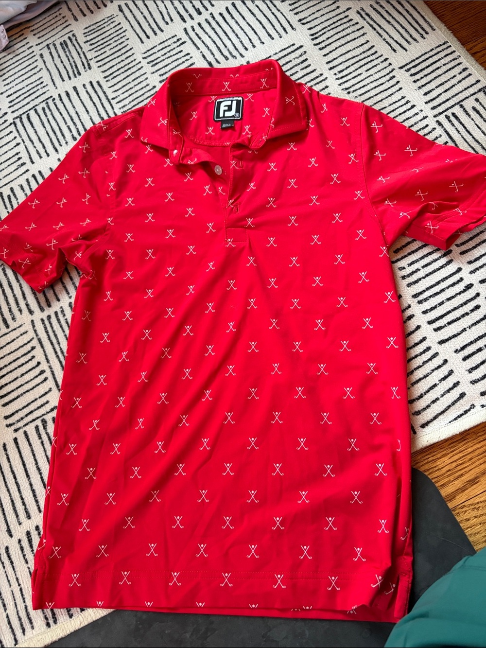 FootJoy Red Polo with White Golf Club Motif